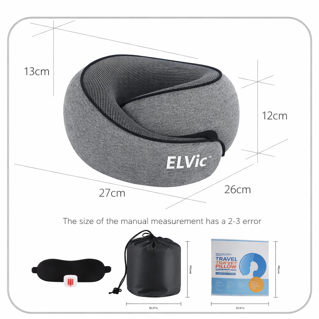 ELVic™ Memory Foam U-Shaped Travel Neck Pillow
