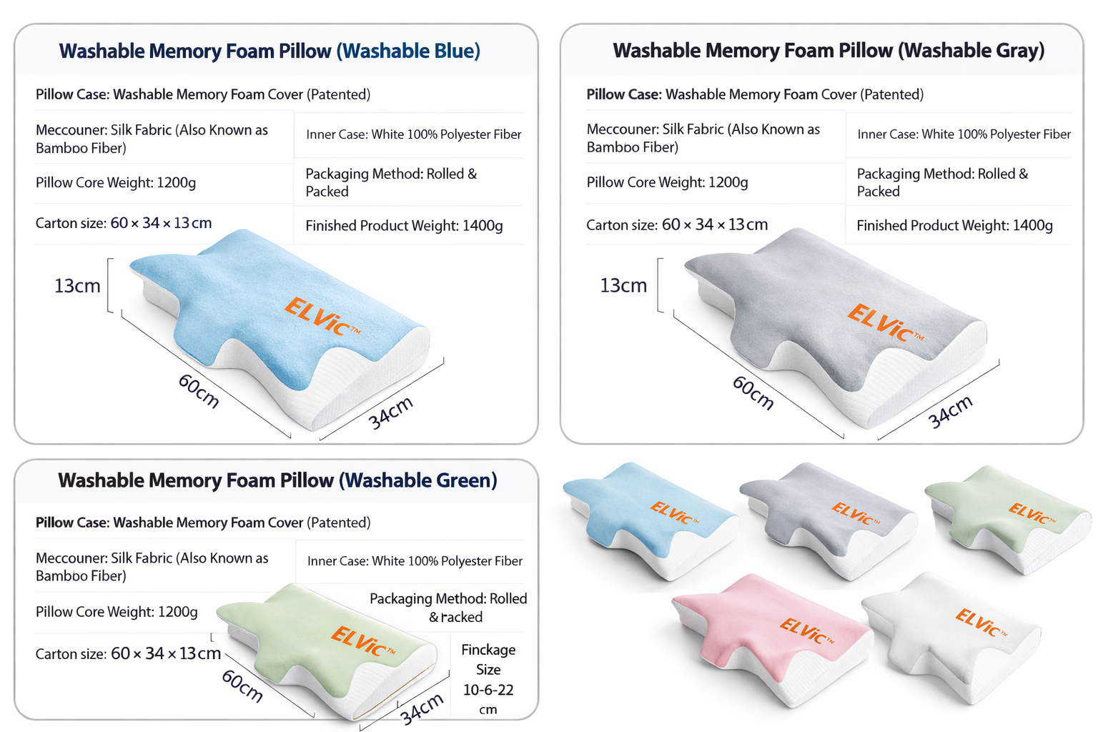 ELVic™ Washable Memory Foam Sleep Neck Pillow – Breathable Support