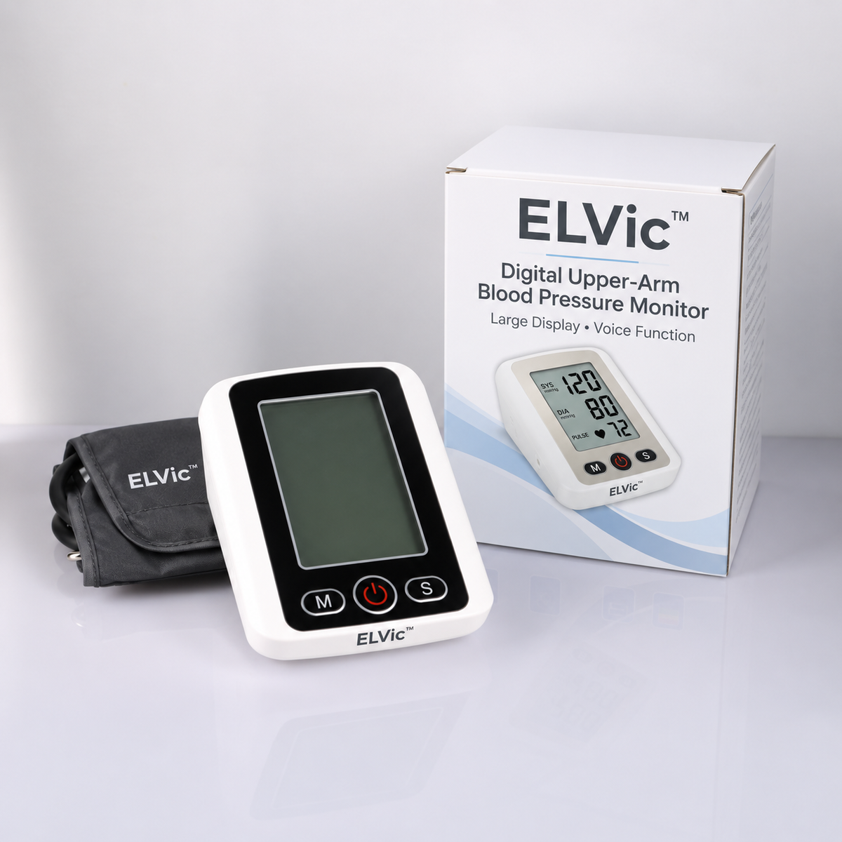 ELVic™ Digital Upper Arm Blood Pressure Monitor with Large Colour Display and Voice Function