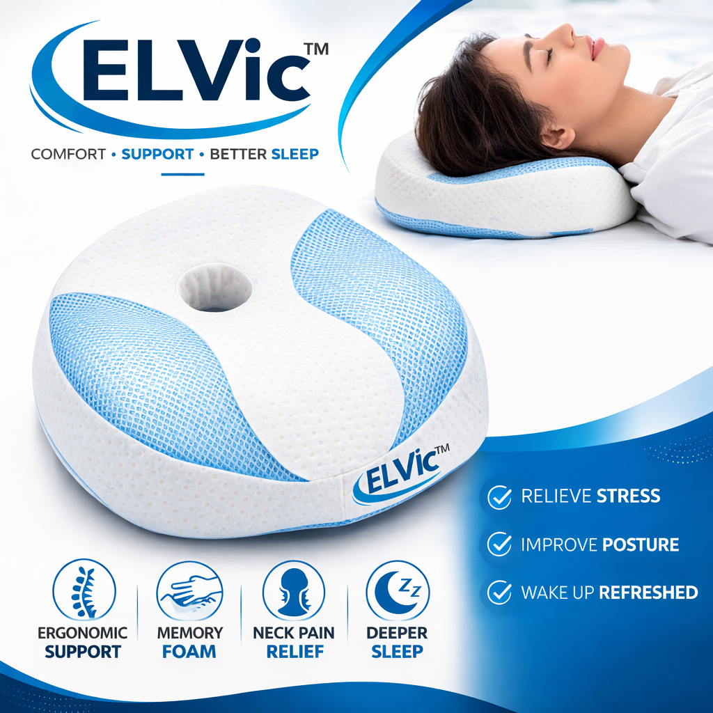 ELVic™ AirAlign Memory Foam Cervical Neck Pillow – Ergonomic Support for Deep Sleep