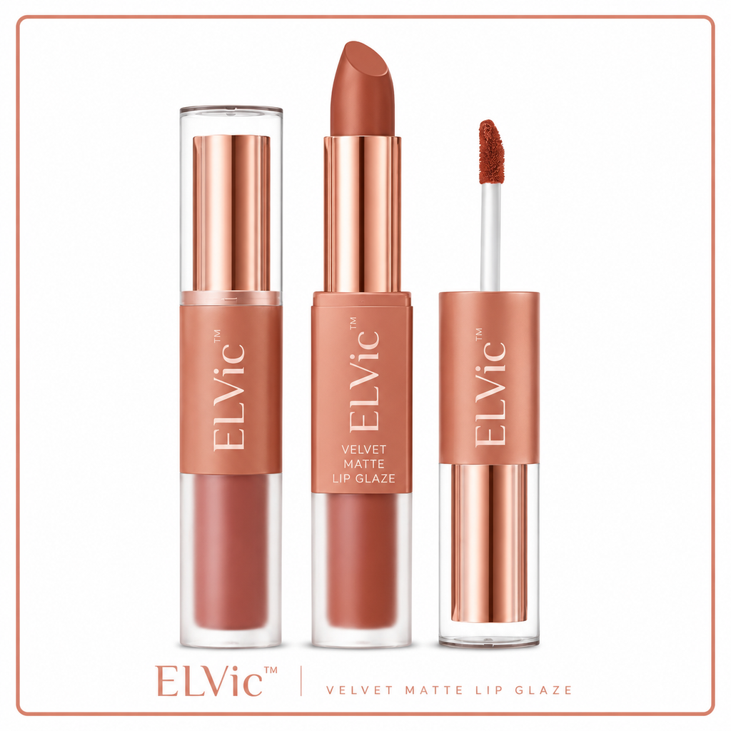ELVic™ Velvet Lip Glaze – Nude Milky Coffee Matte Liquid Lipstick (Long-Lasting, Smooth Finish)