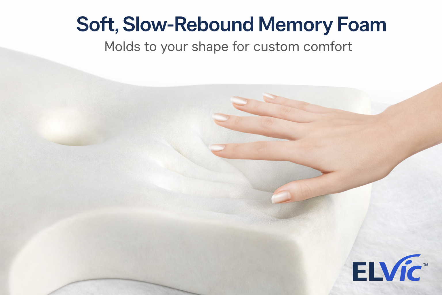 ELVic™ Ergonomic Memory Foam Neck Support Pillow for Better Sleep