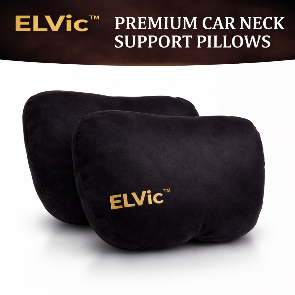 ELVic™ Premium Car Neck Support Pillow – Ergonomic Headrest Cushion for Comfortable Driving