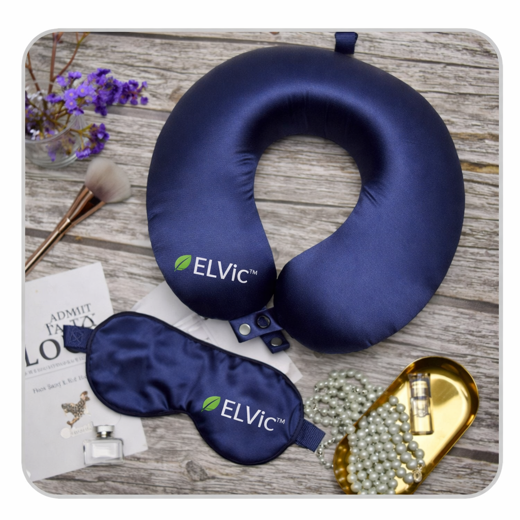ELVic™ Silk-Blend U-Shaped Neck Pillow | Cooling & Skin-Friendly Comfort