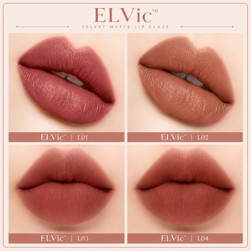 ELVic™ Velvet Lip Glaze – Nude Milky Coffee Matte Liquid Lipstick (Long-Lasting, Smooth Finish)
