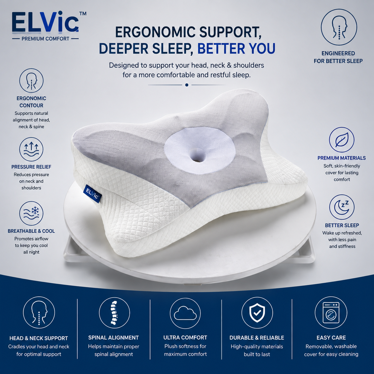 ELVic™ ErgoCloud Cervical Memory Foam Pillow