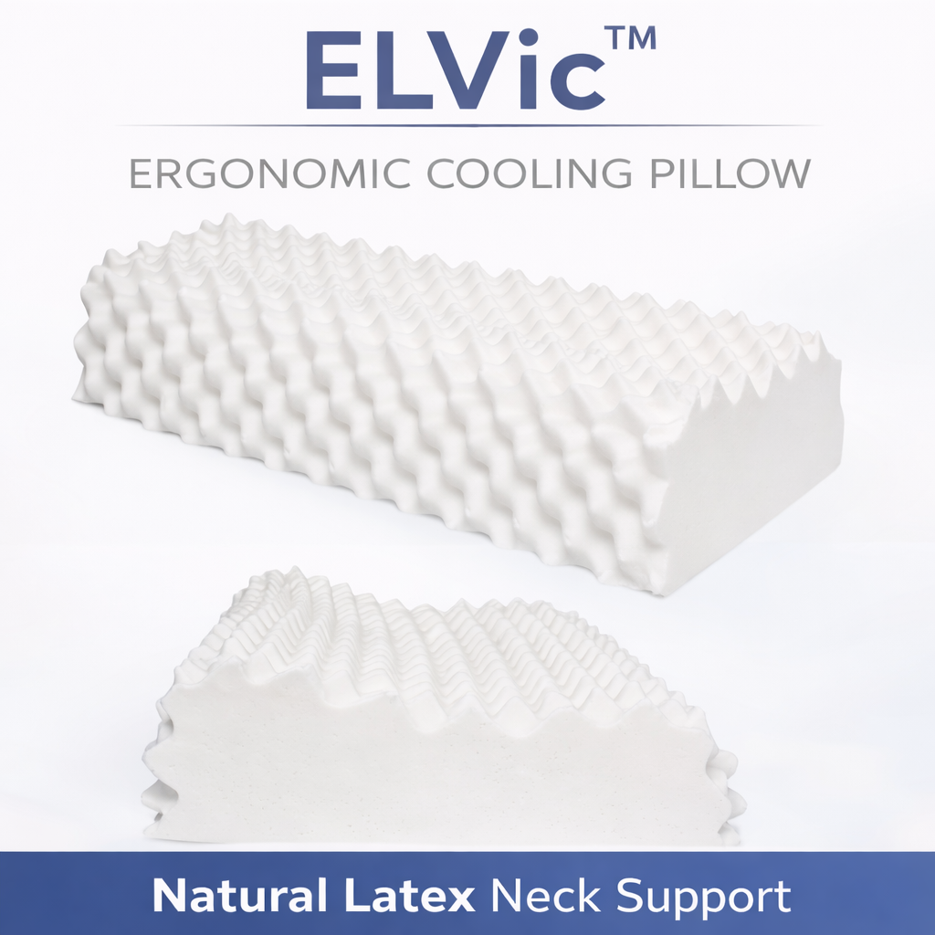 ELVic™ Natural Latex Orthopedic Neck Pillow – Breathable Cooling Support for Deep Sleep