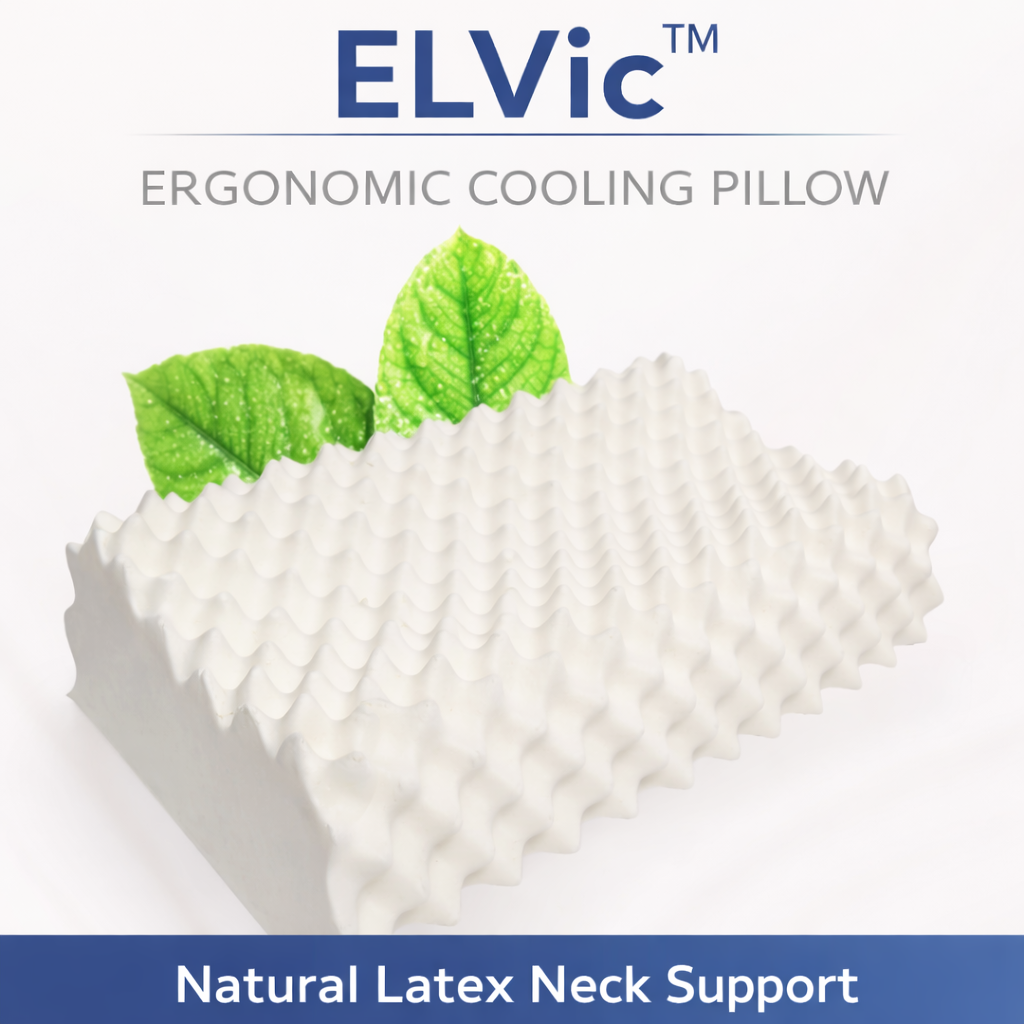 ELVic™ Natural Latex Orthopedic Neck Pillow – Breathable Cooling Support for Deep Sleep