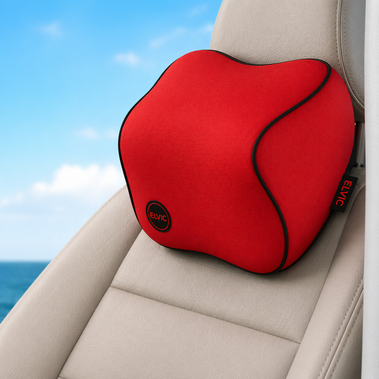 ELVic™ Ergonomic Memory Foam Car Neck Pillow – Pain Relief Headrest Support for Driving Comfort