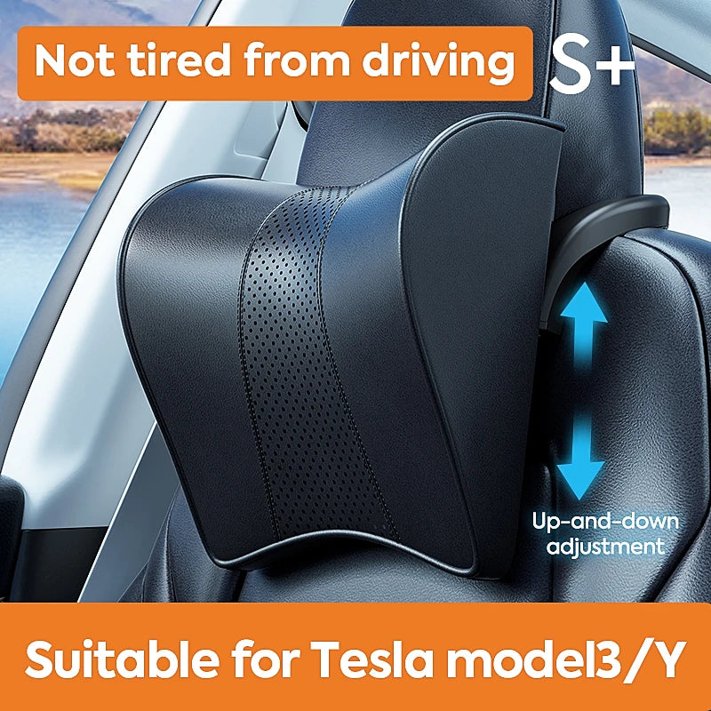 ELVic™ Ergonomic Memory Foam Car Neck Pillow – Adjustable Headrest Cushion for Tesla Model 3, Model Y, Model X & Model S
