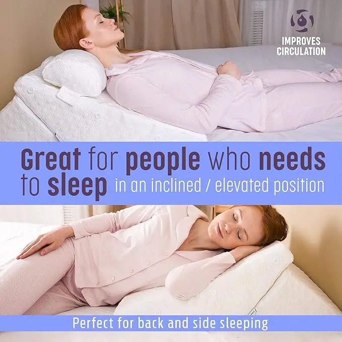 ELVic™ Premium Memory Foam Wedge Pillow – Ergonomic Bed Backrest for Reading, Sleeping & Acid Reflux Relief