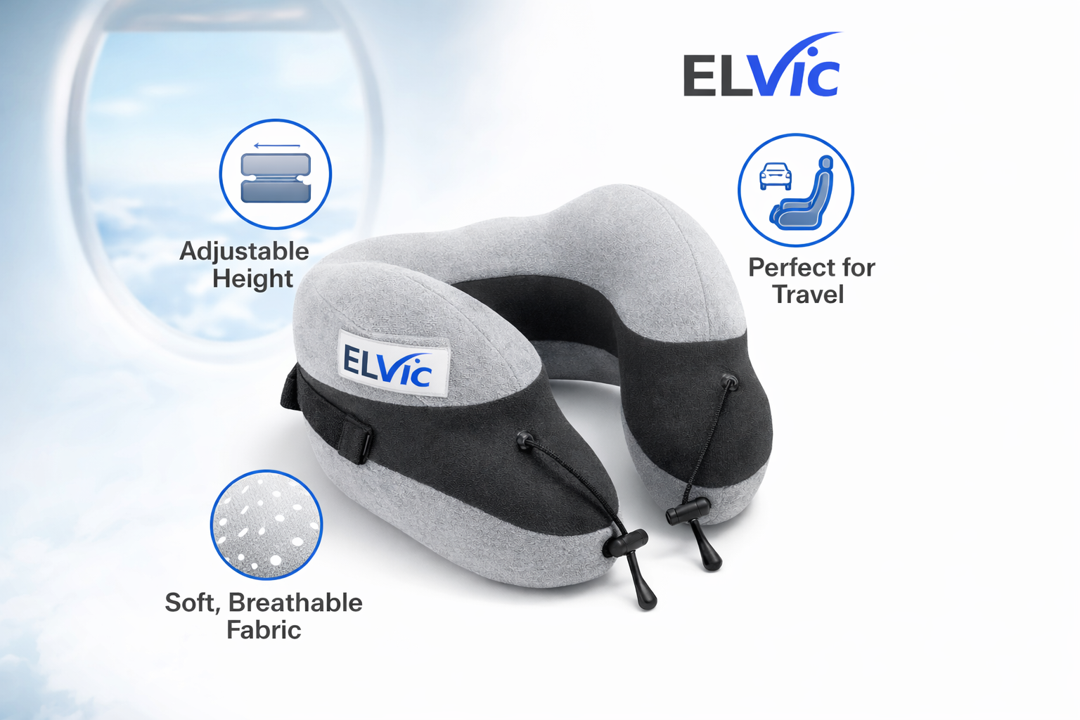ELVic™ Travel Neck Support Pillow for Comfortable Rest