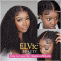 ELVic™ Kinky Curly Lace Frontal Wig – Glueless HD Transparent Lace (Natural Black)