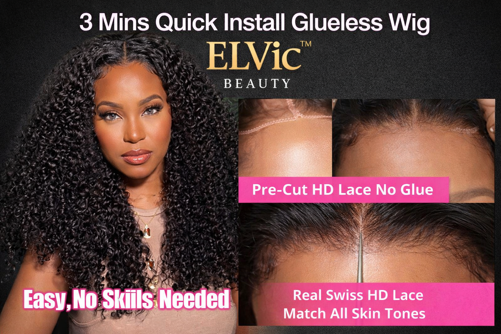 ELVic™ Kinky Curly Lace Frontal Wig – Glueless HD Transparent Lace (Natural Black)