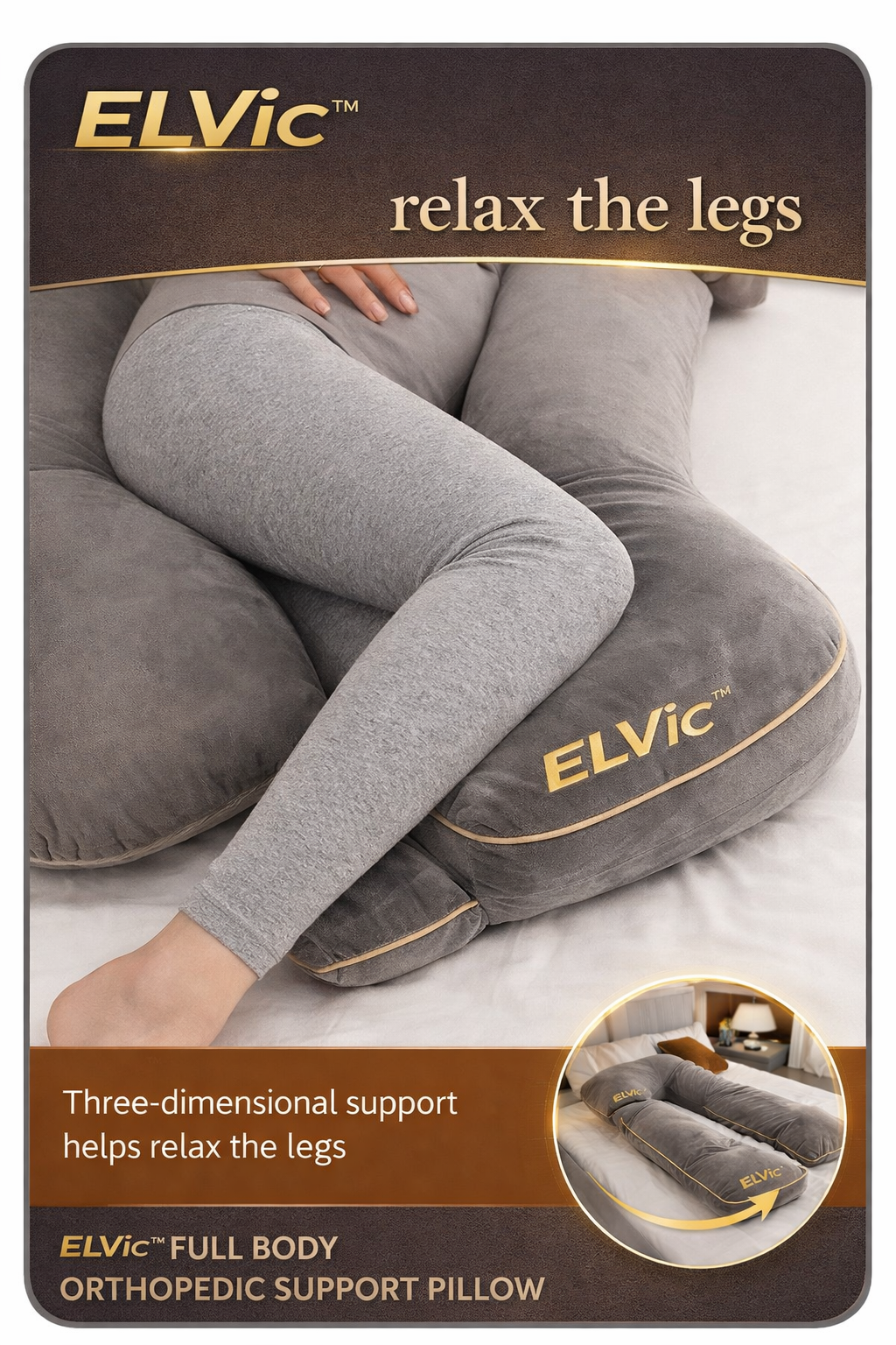 ELVic™ Full Body Support Pillow – Adjustable Maternity & Lumbar Comfort Cushion