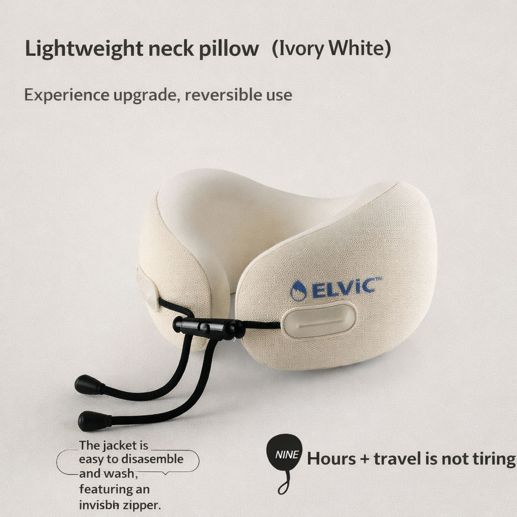 ELVic™ Foldable Travel Neck Pillow – Memory Foam Comfort for Flights, Cars & Relaxation
