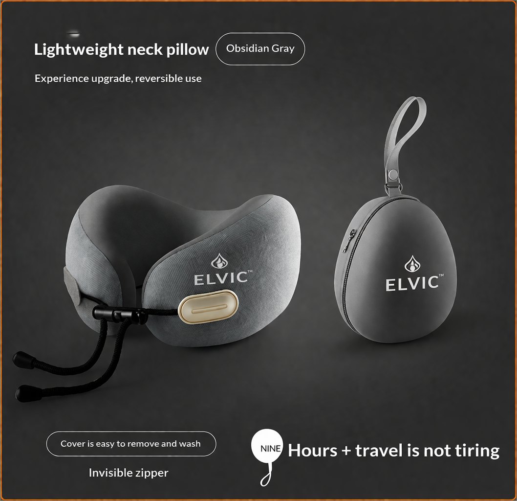 ELVic™ Foldable Travel Neck Pillow – Memory Foam Comfort for Flights, Cars & Relaxation