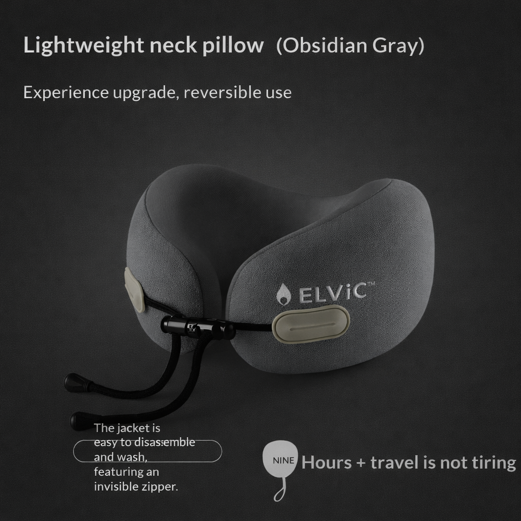 ELVic™ Foldable Travel Neck Pillow – Memory Foam Comfort for Flights, Cars & Relaxation