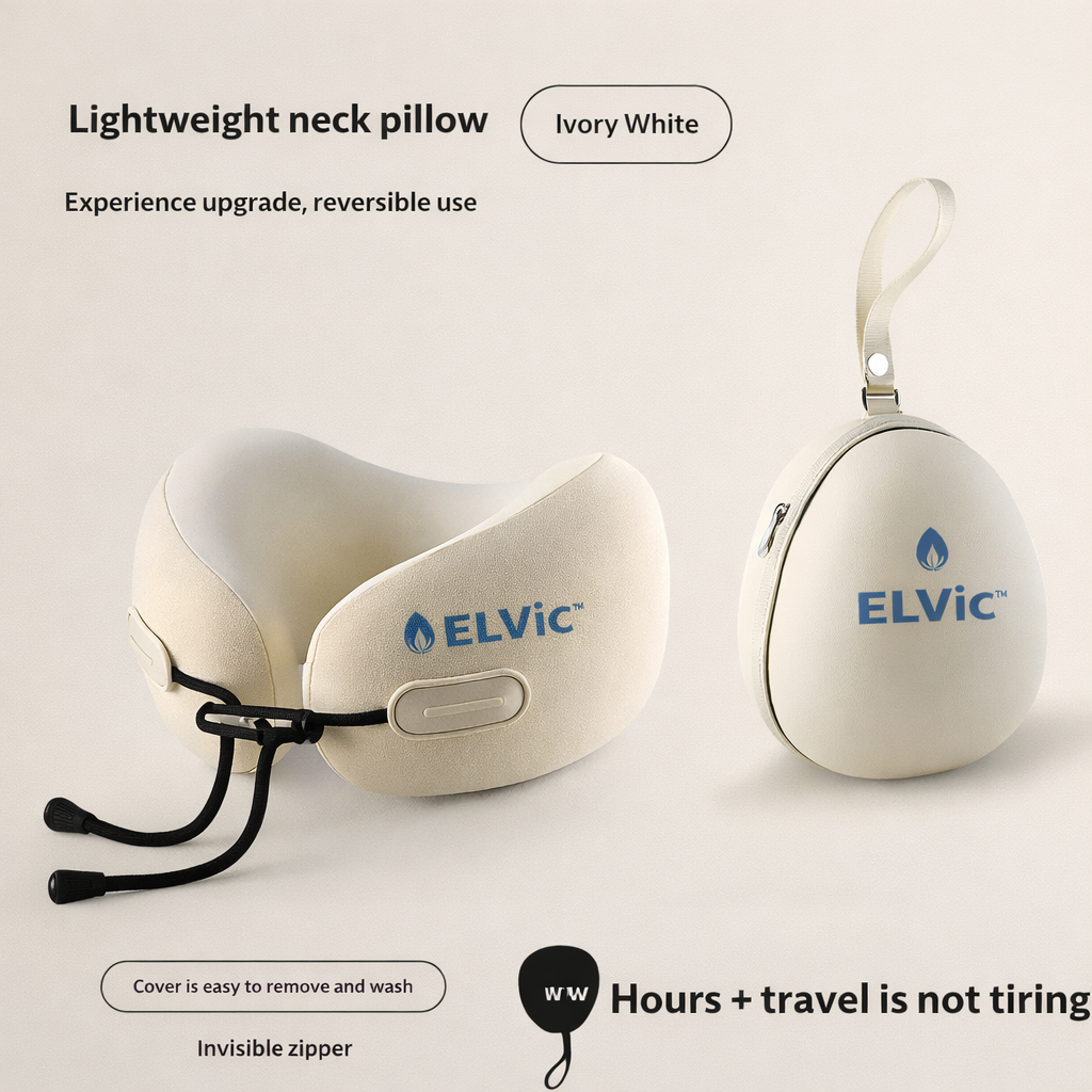 ELVic™ Foldable Travel Neck Pillow – Memory Foam Comfort for Flights, Cars & Relaxation