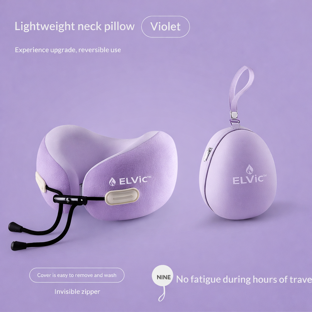 ELVic™ Foldable Travel Neck Pillow – Memory Foam Comfort for Flights, Cars & Relaxation