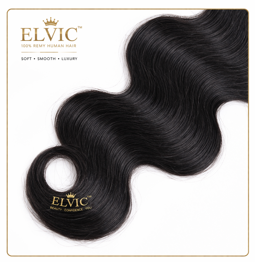 Brazilian Body Wave Human Hair Bundles with Closure – 100% Remy Hair (Natural Black)