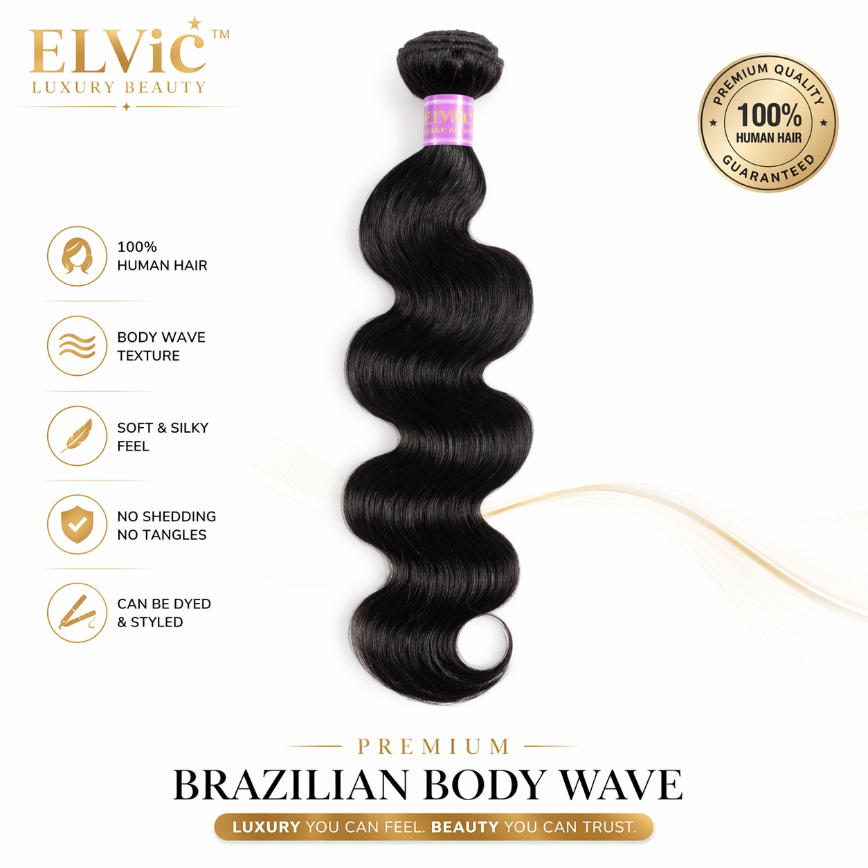 ELVic™ Premium Body Wave Bundles – Soft, Full & Tangle-Free