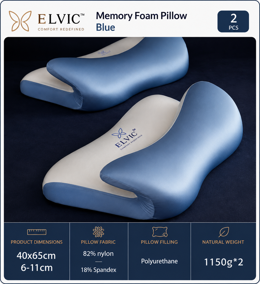 ELVic™ ButterflyCloud Pro – Ergonomic Cervical Memory Foam Pillow for Neck & Spine Support