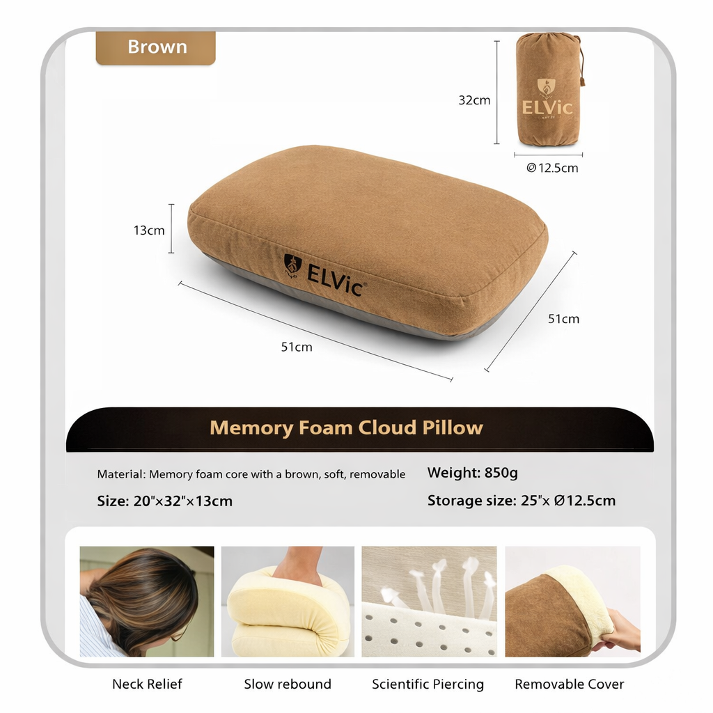 ELVic™ Memory Foam U-Shaped Neck Pillow | Slow Rebound Support for Travel & Relaxation