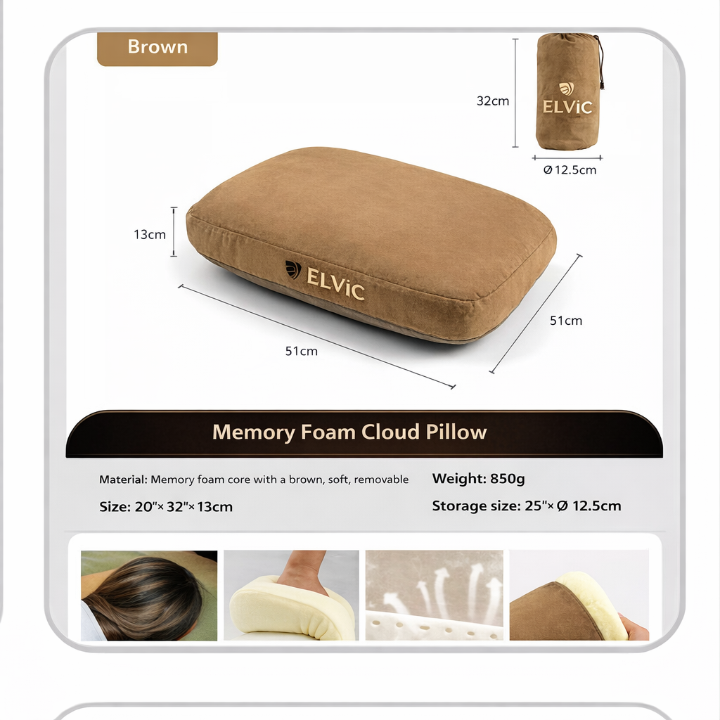 ELVic™ Memory Foam U-Shaped Neck Pillow | Slow Rebound Support for Travel & Relaxation