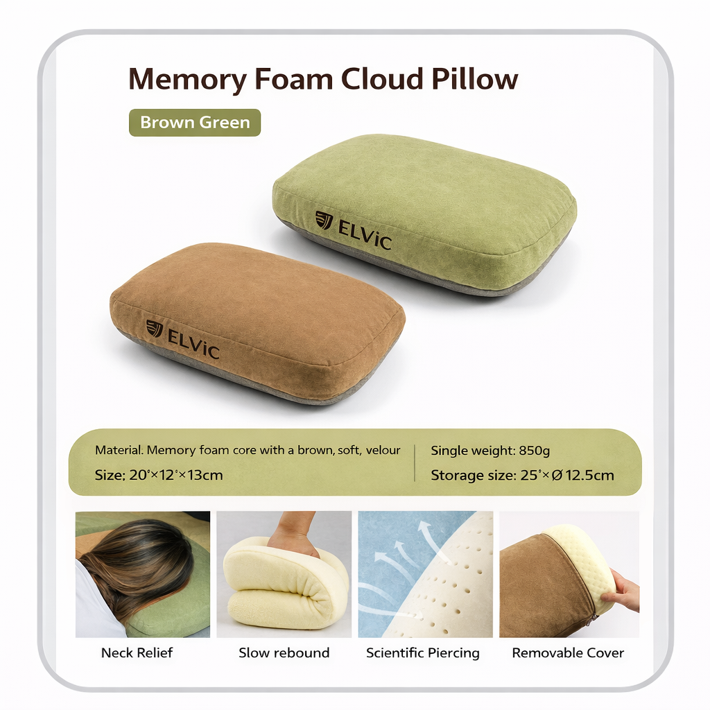 ELVic™ Memory Foam U-Shaped Neck Pillow | Slow Rebound Support for Travel & Relaxation