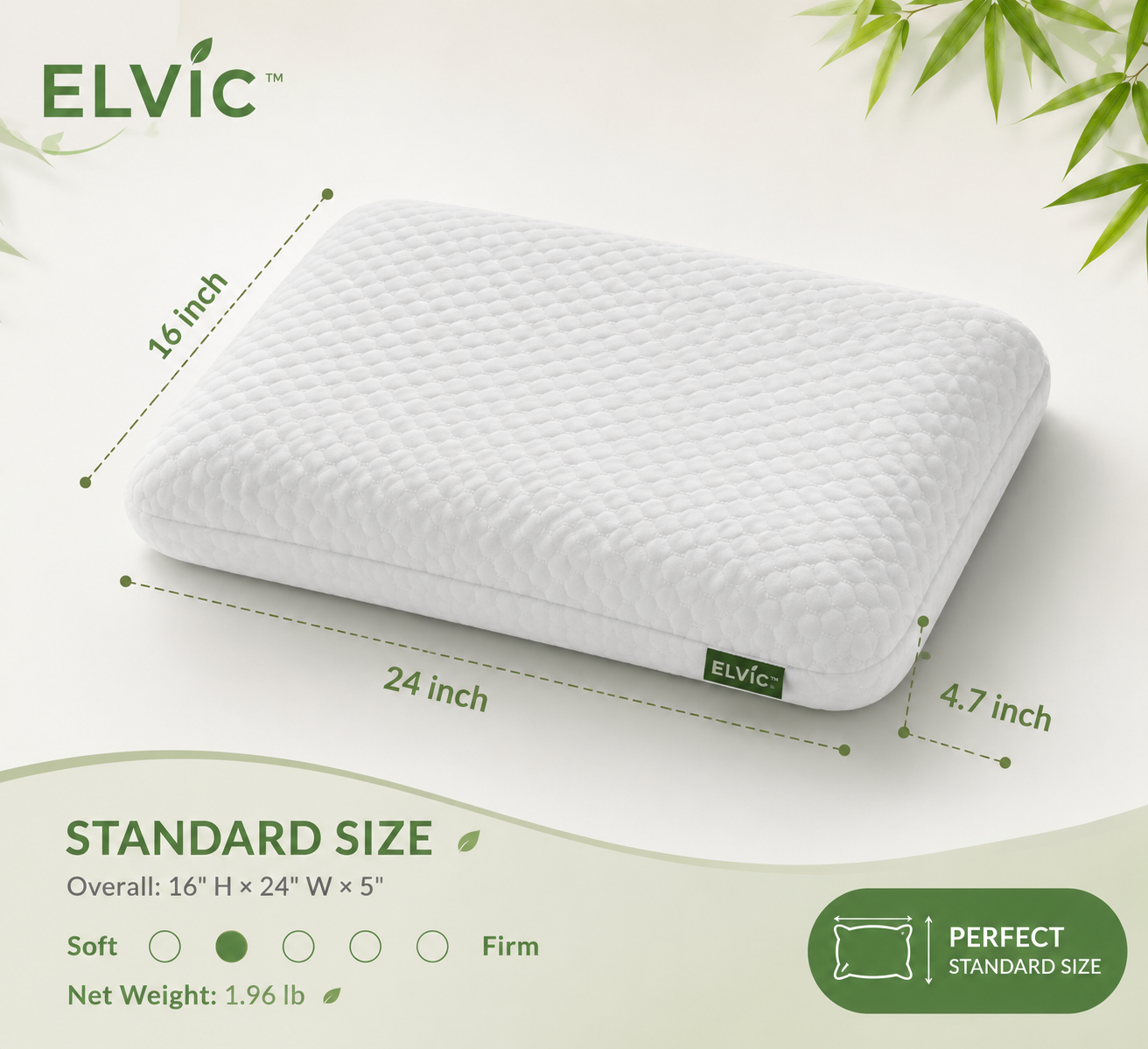 ELVic™ DreamSupport Pro – Ergonomic Memory Foam Pillow with Washable Cover