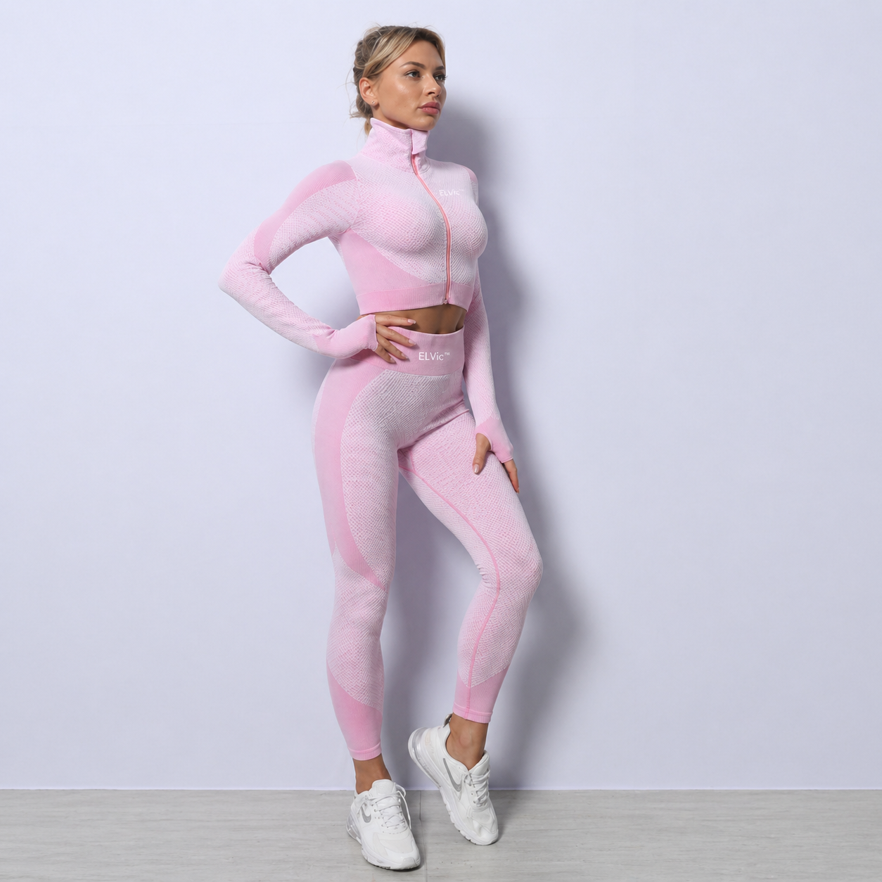 ELVic™ SculptFit Seamless 3-Piece Gym Set – High Waist Leggings, Sports Bra & Crop Top (Women Activewear)