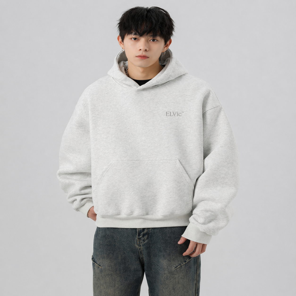 Heavy Profile Cropped Hoodie Men