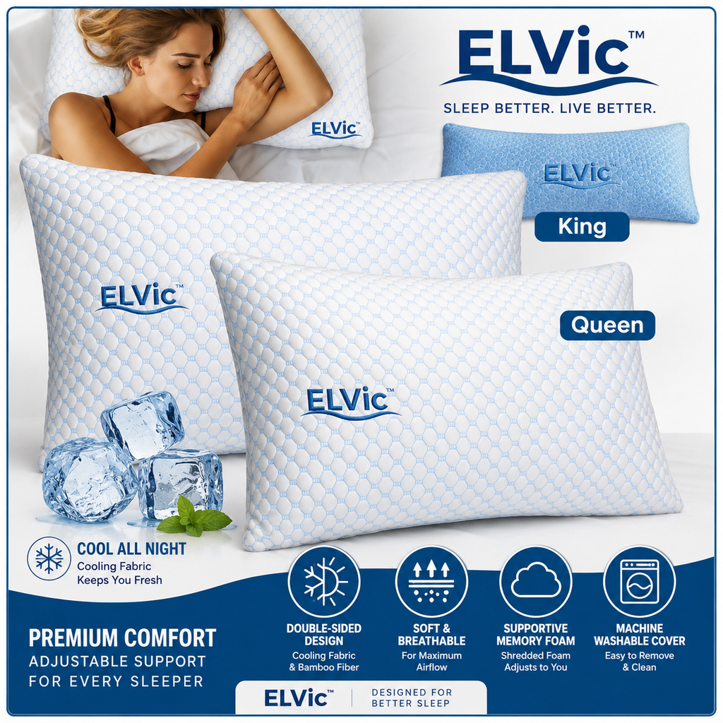 ELVic™ ArcticCloud Adjustable Cooling Memory Foam Pillow