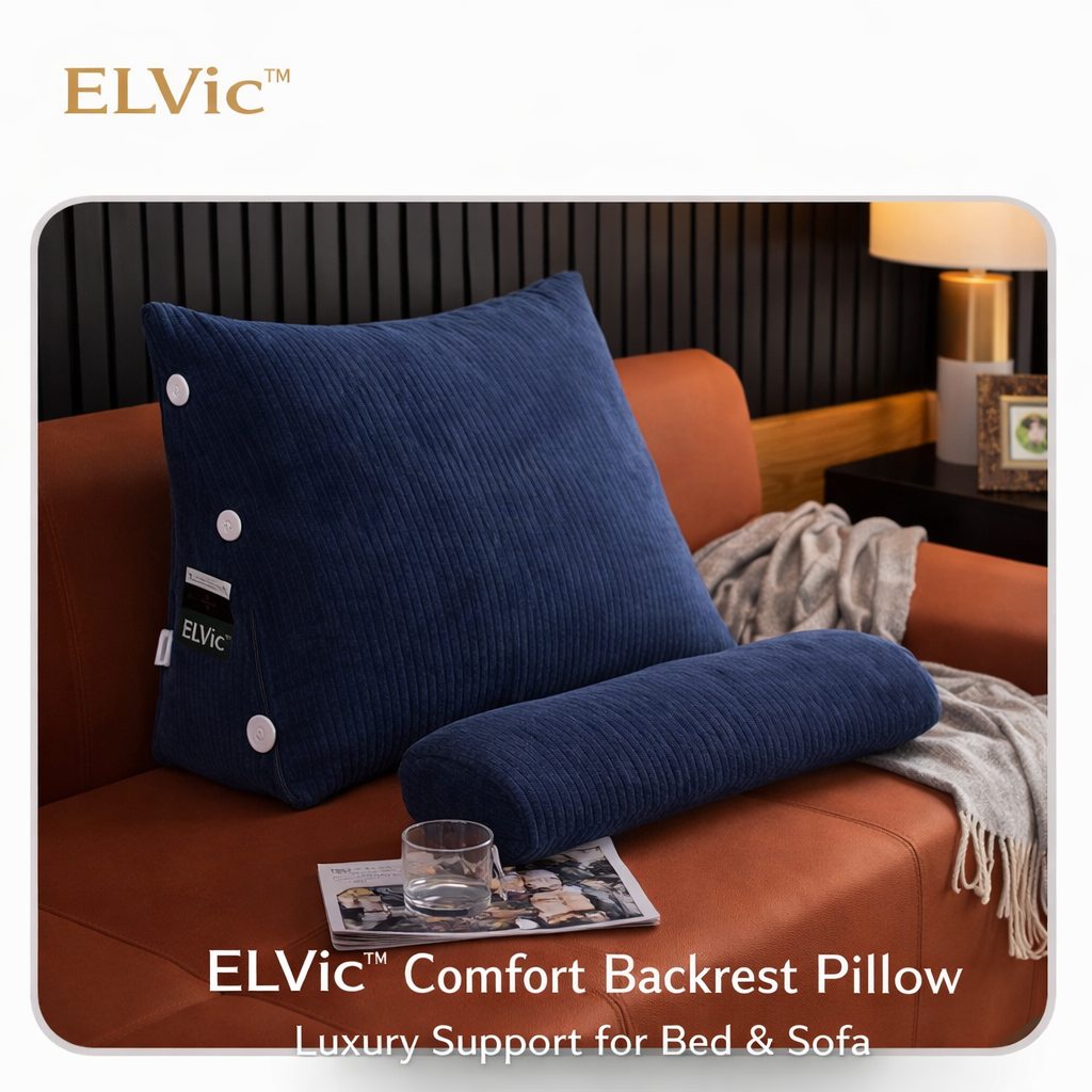 ELVic™ Ergonomic Waist Backrest Pillow – Lumbar Support Cushion for Bed, Sofa & Office