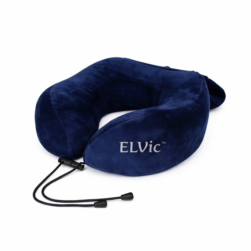 ELVic™ Portable Memory Foam Travel Neck Pillow – Compact Airplane Comfort Support