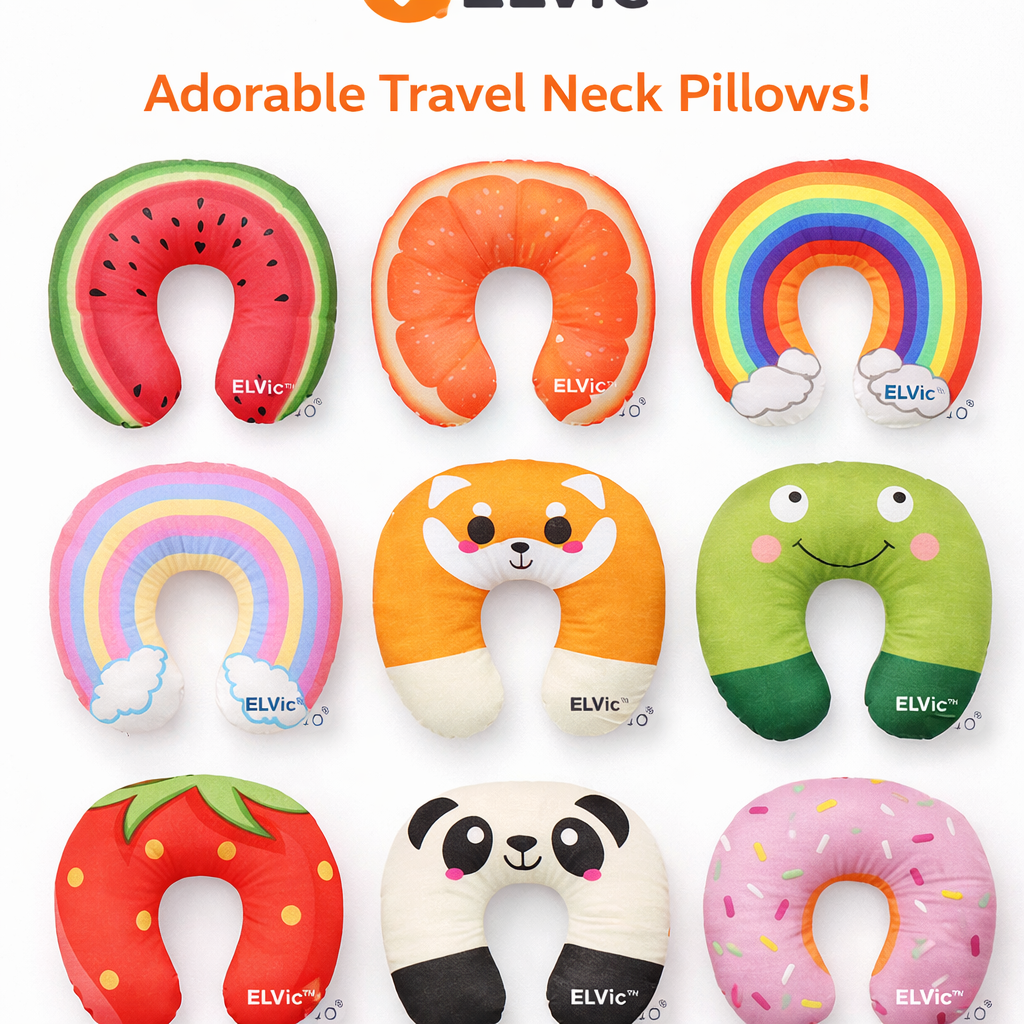 ELVic™ Travel Neck Pillow – Soft U-Shape Comfort for Flights, Cars & Relaxation