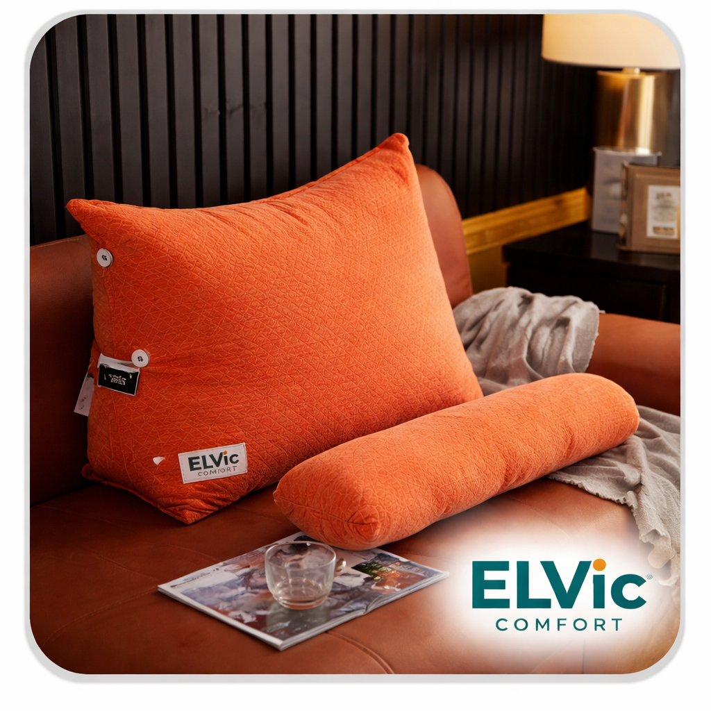 ELVic™ Ergonomic Waist Backrest Pillow – Lumbar Support Cushion for Bed, Sofa & Office