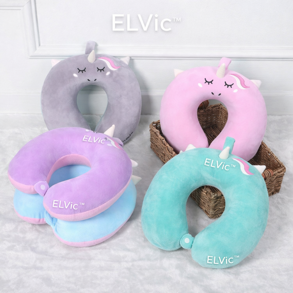 ELVic™ U-Shape Memory Foam Travel Neck Pillow – Car, Flight & Office Comfort