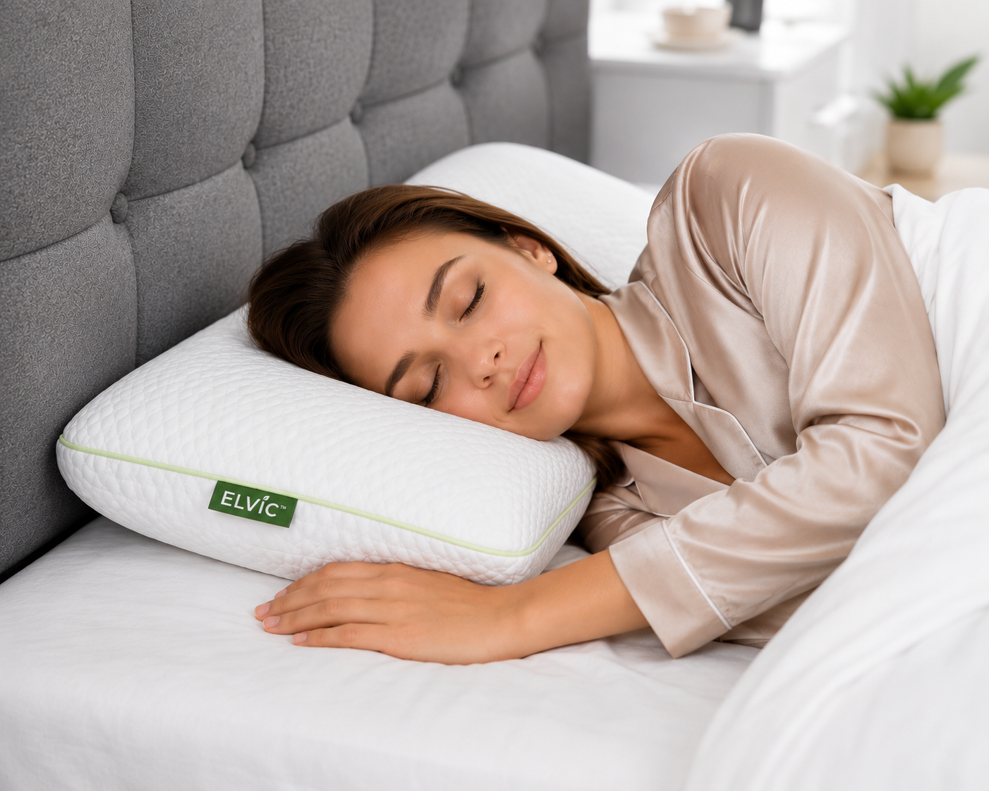 ELVic™ DreamSupport Pro – Ergonomic Memory Foam Pillow with Washable Cover