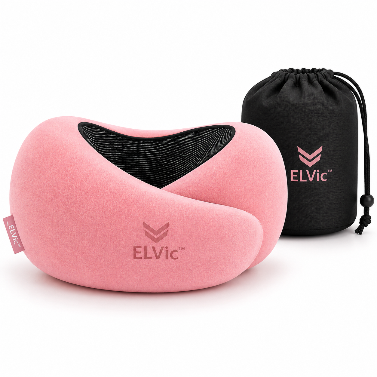 ELVic™ CloudRest Memory Foam Travel Neck Pillow – Adjustable U-Shaped Neck Support for Airplane, Car, Office & Home
