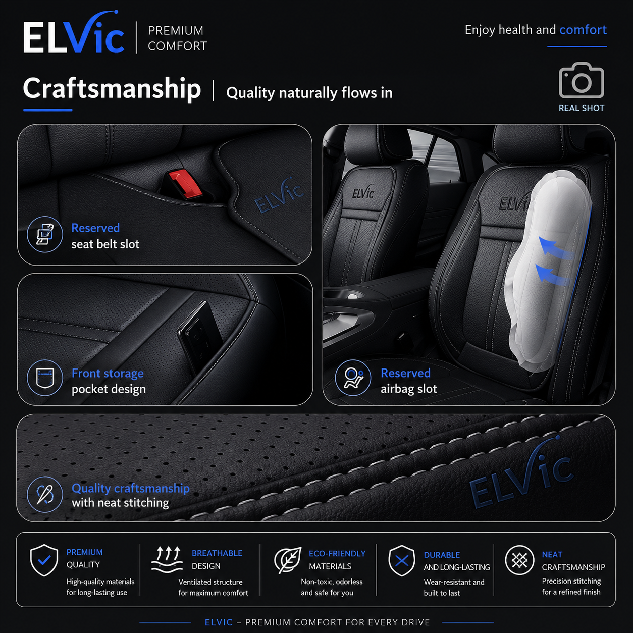 ELVic™ Premium All-Season Breathable Car Seat Cushion