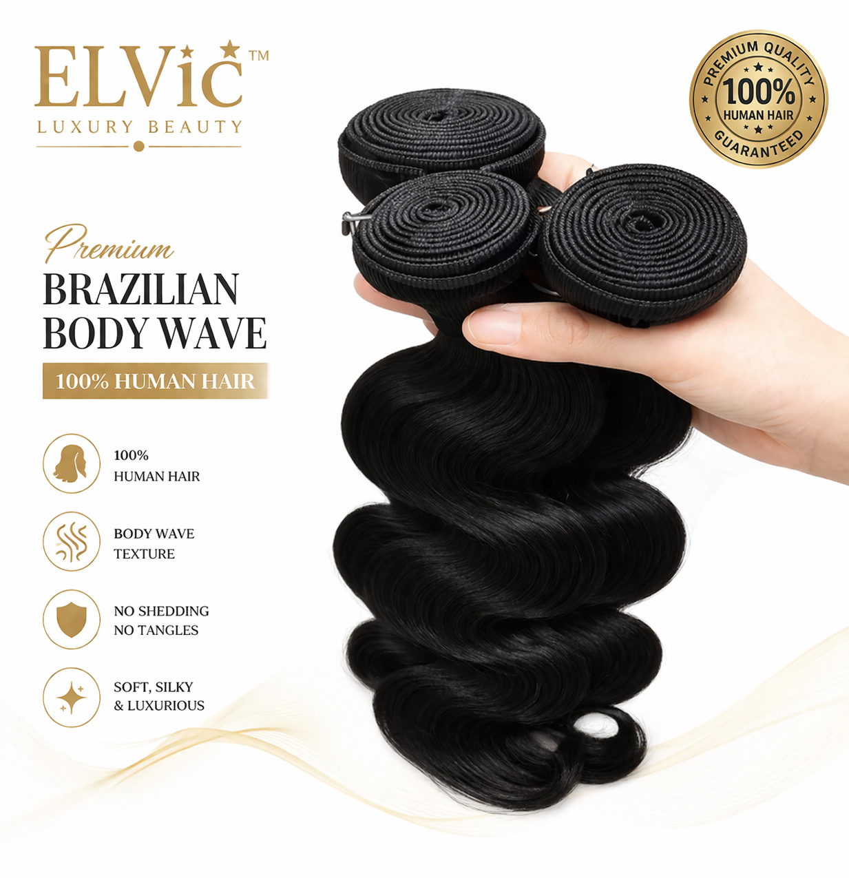 ELVic™ Premium Body Wave Bundles – Soft, Full & Tangle-Free
