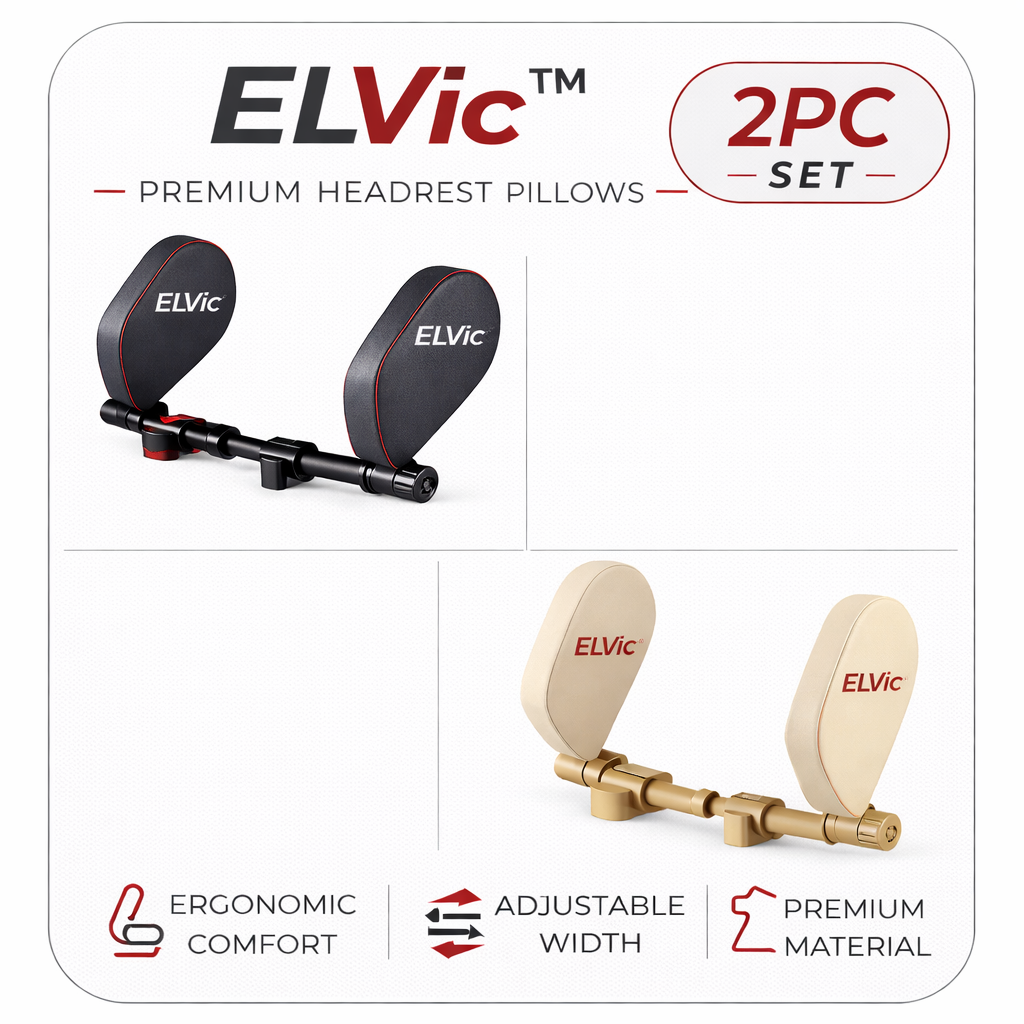 ELVic™ Adjustable Car Neck Support Pillow – Headrest for Driving & Travel Comfort