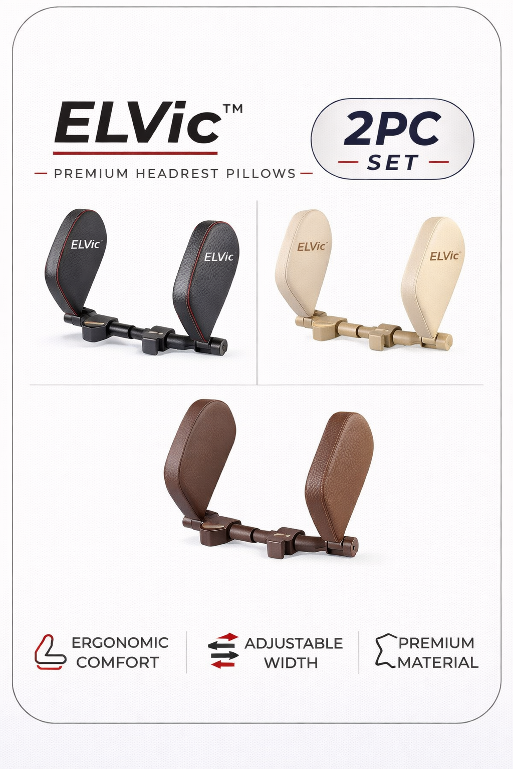 ELVic™ Adjustable Car Neck Support Pillow – Headrest for Driving & Travel Comfort