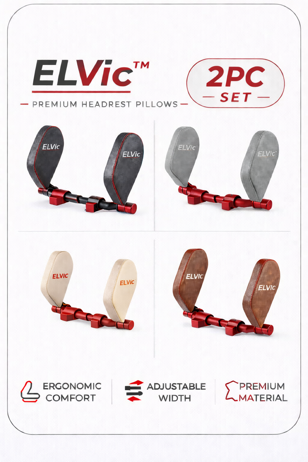 ELVic™ Adjustable Car Neck Support Pillow – Headrest for Driving & Travel Comfort