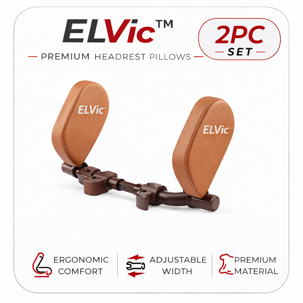 ELVic™ Adjustable Car Neck Support Pillow – Headrest for Driving & Travel Comfort
