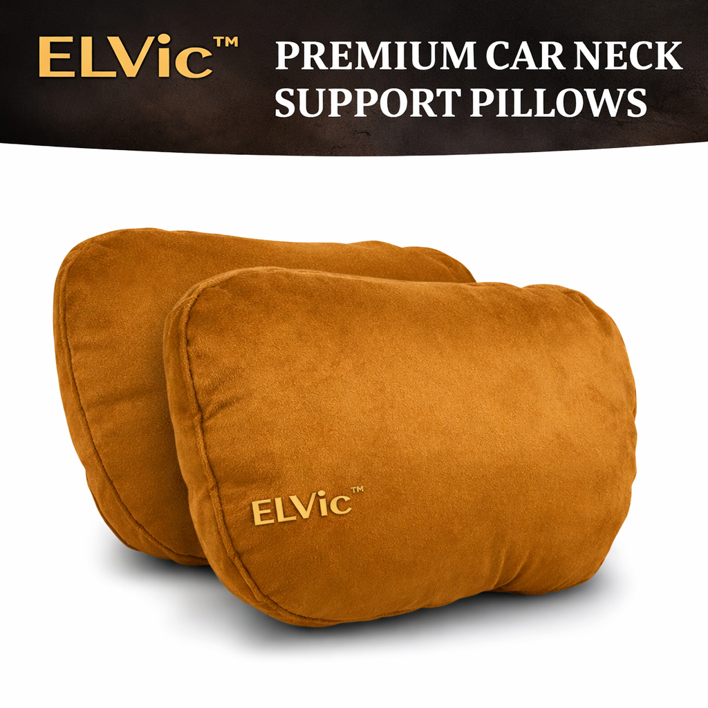 ELVic™ Premium Car Neck Support Pillow – Ergonomic Headrest Cushion for Comfortable Driving