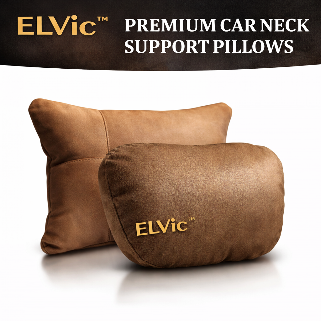 ELVic™ Premium Car Neck Support Pillow – Ergonomic Headrest Cushion for Comfortable Driving