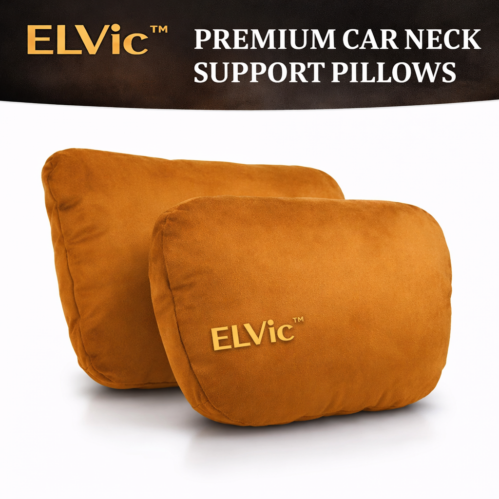 ELVic™ Premium Car Neck Support Pillow – Ergonomic Headrest Cushion for Comfortable Driving